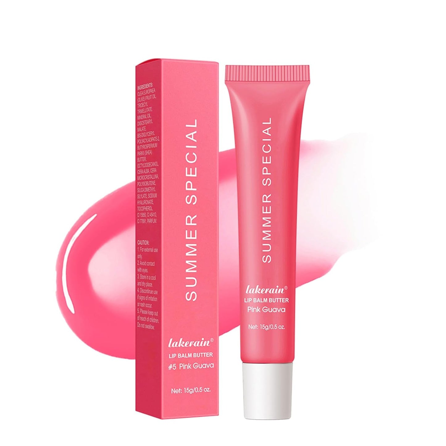 Summer Special Lip Butter Balm - Ultra-Hydrating, Nourishing Lip Care with Natural Ingredients, Shea Butter & Olive Oil, Soothes & Softens Dry Lips (#5 Pink Guava, 1)