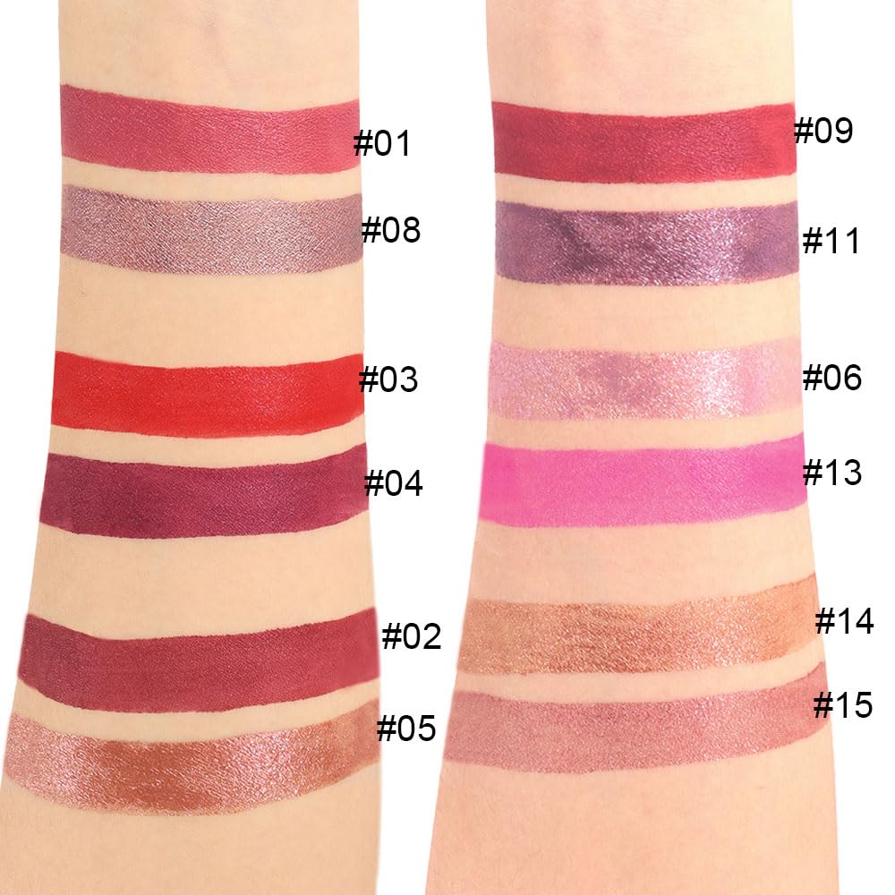 evpct 1Pcs Plum Red Glitter Metallic Shimmer Diamond Lipstick Lip Gloss Stain Set for Women Long Lasting Waterproof, Mauve Red Sparkle Glitter Matte long Wear Liquid Lipstick Lip Makeup Kit, 15#