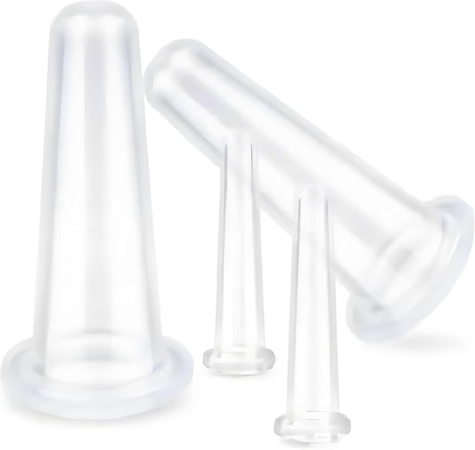 4Pcs Silicone Facial Cupping Therapy Set Mini Facial Cups Manual Body Face Massage Tool Don't Worry About Burns Health Care Products (2 Small + 2 Large) (Transparent)