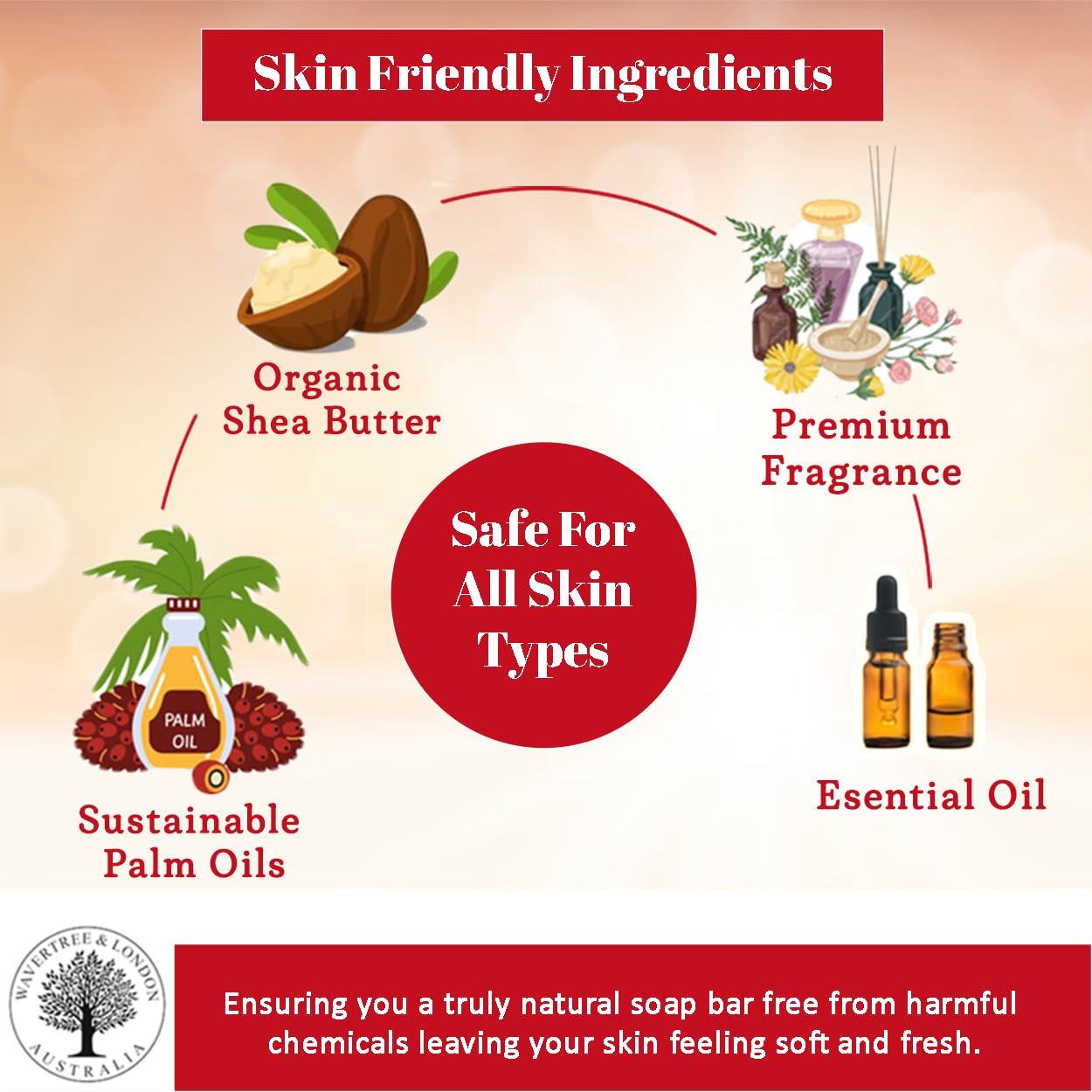 Wavertree & London Persimmon & Red Currant Scented Natural Soap (8 Bars), 7oz Moisturizing French Triple Milled Soap Bars enriched with shea butter - Pure Plant Oil Bath & Body Bars for All Skin Types