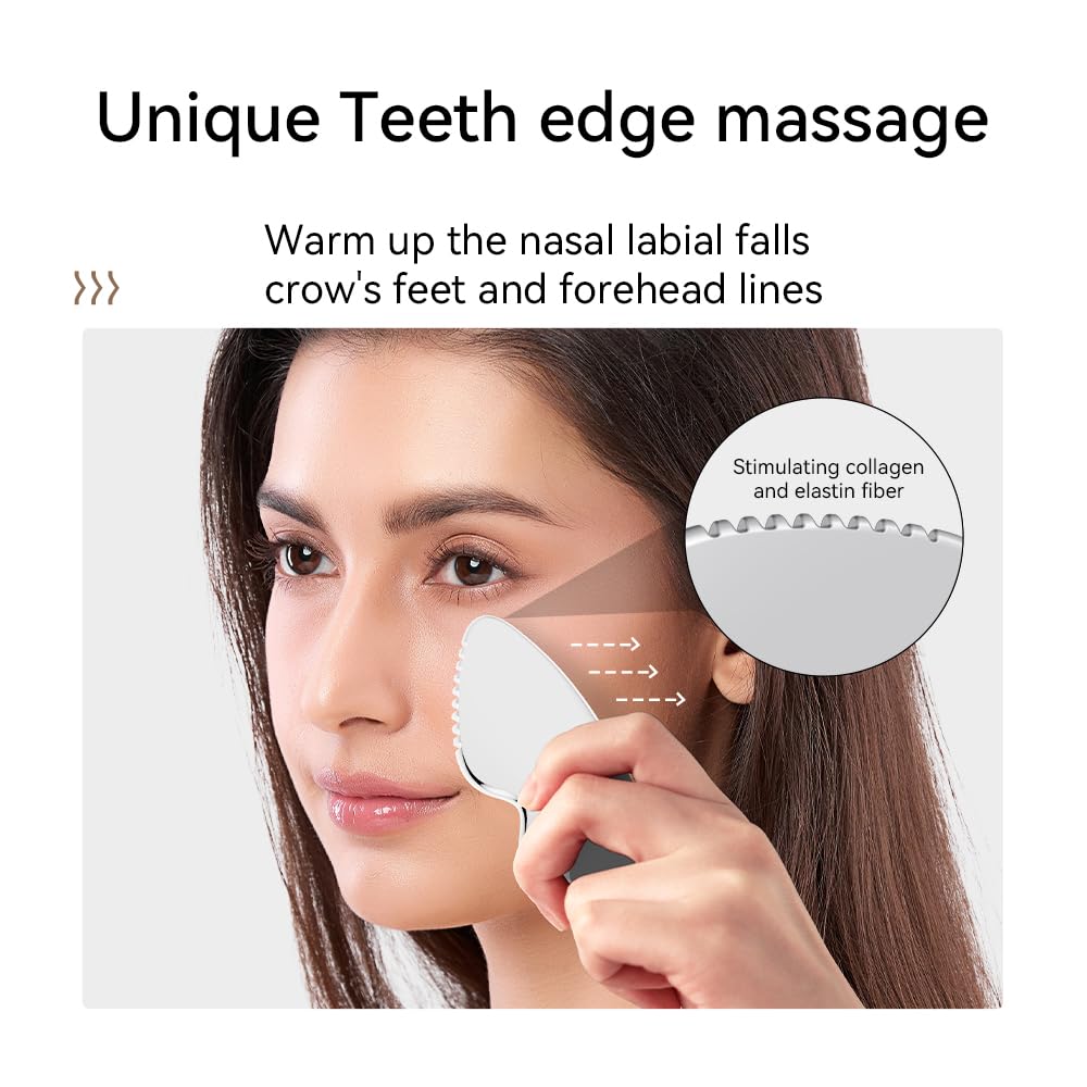 Gua Sha Facial Tools - Guasha Tool for Face and Body, Premium Metal Scraping Massage Tool for Lymphatic Drainage, Skin Rejuvenation, and Relaxation