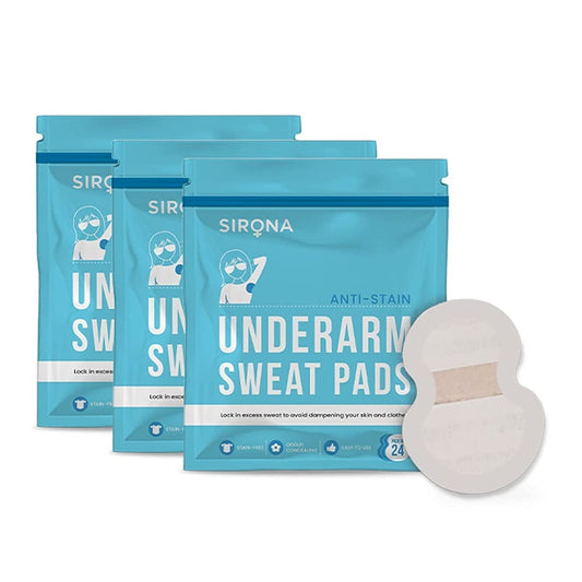 Sirona Disposable Underarm Sweat Pads for Men and Women - 24 Pads (Pack of 3) | Peel-Off | Stain Proof | Anti Perspiration