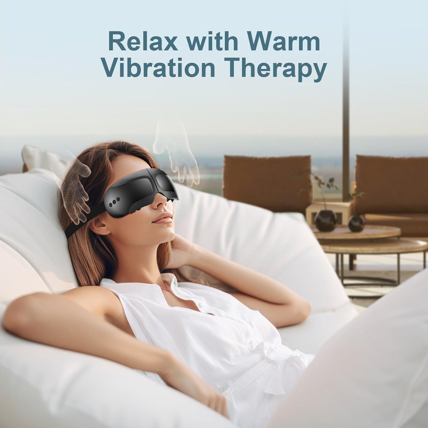 Fullicon Eye Massager with Heat & Vibration, Ultra Light Migraine Relief Products, Foldable Mask with Bluetooth Music, Face Massager with Type-C Charging, 5 Modes FSA Eligible Items Only List (Black)