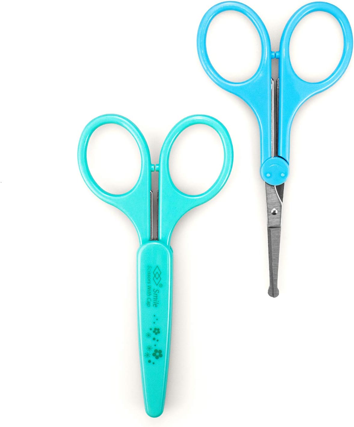 Eyebrow Scissors, Small Scissors for Facial, Nose, Eyebrow, Mustache, and Beard Hair Trimming & Grooming, Safety Edge, Green Long Cap