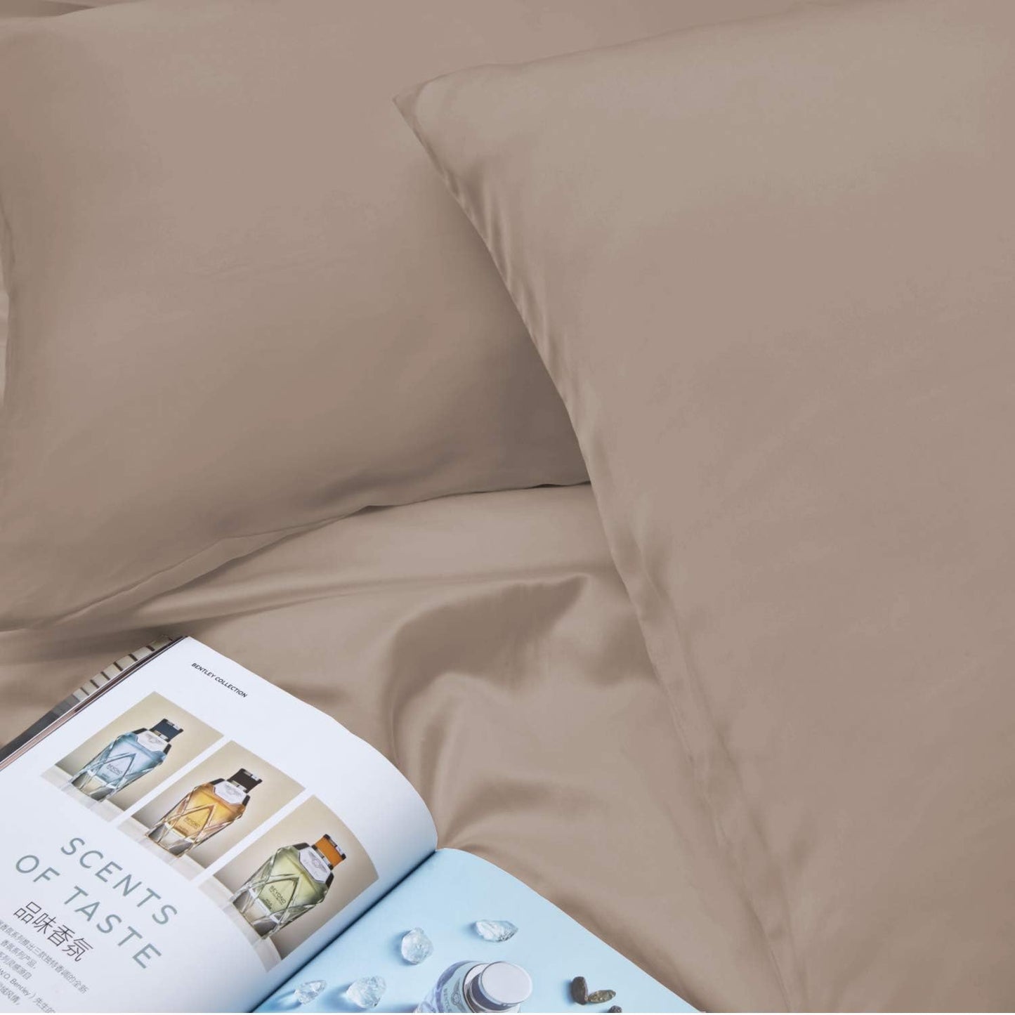 INSSL Mulberry Silk Pillowcase for Hair and Skin Health,Natural Silk Pillow Cover with Hidden Zipper Both Side Silk1 pcs (Light Coffee, Queen 20"x 30")