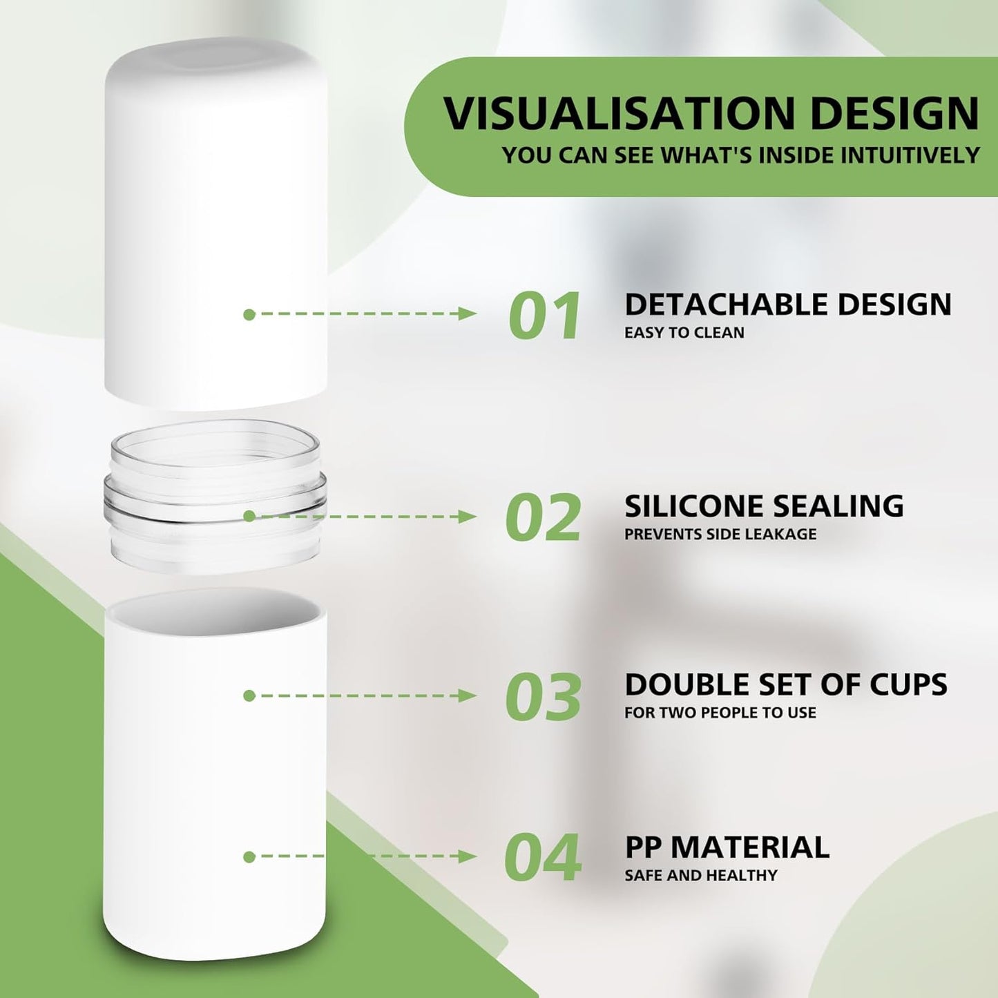 Baluca Travel Toothbrush Case, Portable Tooth Brush Holder and Toothpaste Cover Container with Mouthwash Cup, Compact Oral Clean Tools Organizer for Traveling/Camping/School/Home (White, Extra Large)