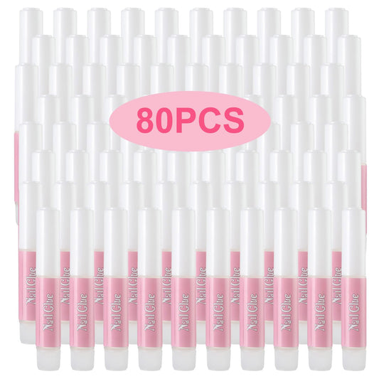 Nail Glue,Super Strong & Long-Lasting Nail Glue for Broken Acrylic Nails Press on Nails,Professional Ultra Quick Adhesive for Nail Art Supplies,0.07OZ/PCS(80PCS)