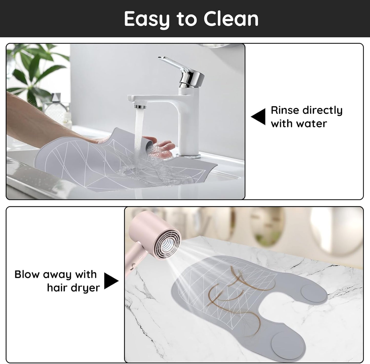 Segbeauty Hair Cutting Guide Mat Gray, Longer Silicone Waterproof Cutting Mat, Professional Salon Hair Cutting Mat with Guidelines Weighted Neck Wrap for Hair Stylist