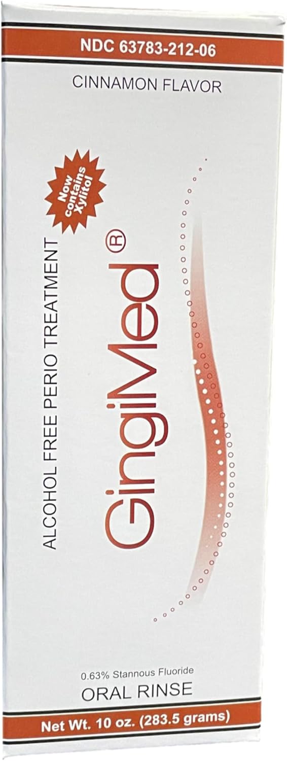 GingiMed .63% Stannous Fluoride Mouthwash with Xylitol | Alcohol-Free Fluoride Mouth Rinse | Periodontal Disease Treatment (Cinnamon - 10 Ounce)