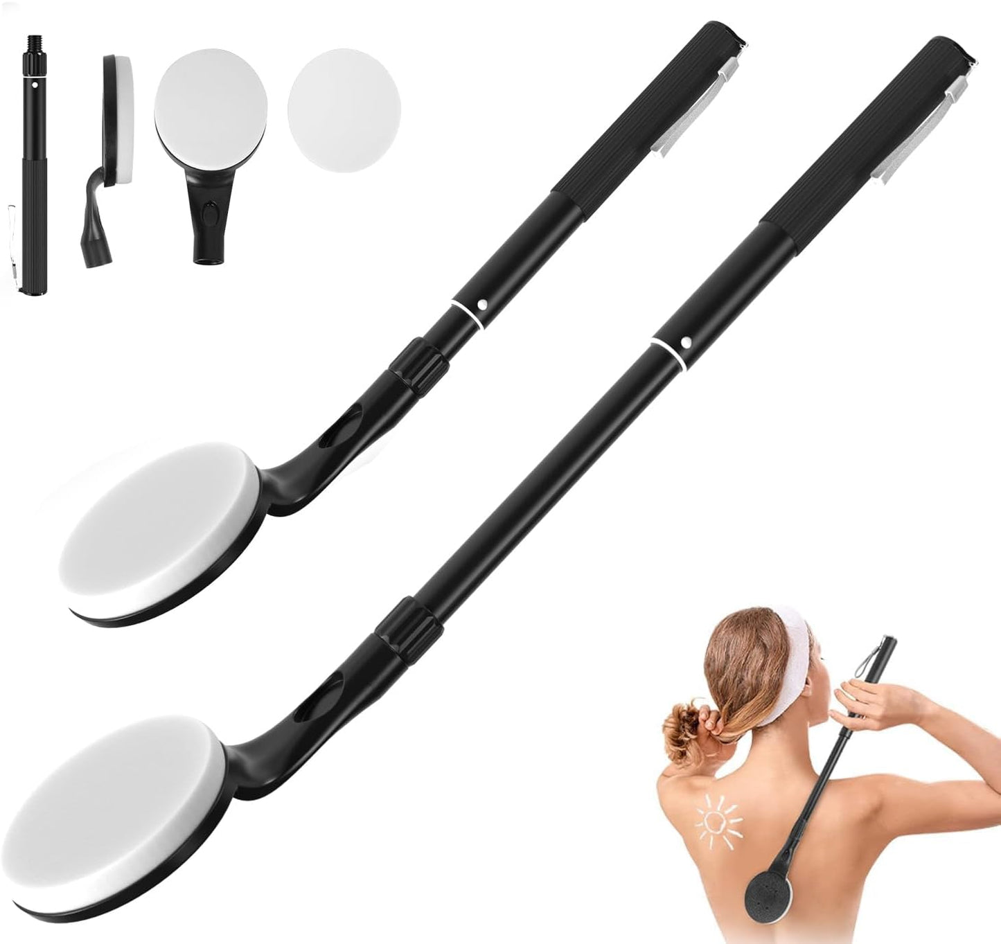 Lotion Applicator for Back, 25.7'' Long Handle Back Lotion Applicator, Easy Reach and Washable, Suitable for Use by Men and Women