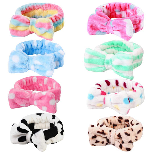 Stocking Stuffers for Teen Girls, 8 Pack Bow Spa Skincare Headband for Washing Face, Christmas Gifts Spa Party Favors Bulk Gifts for Teens Girls