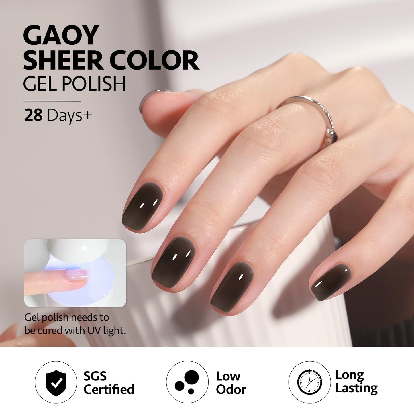 GAOY Gray Pink Jelly Gel Nail Polish of 6 Transparent Nude Pink Black Whiter Colors Sheer Gel Polish Kit for Salon Manicure and Nail Art DIY at Home