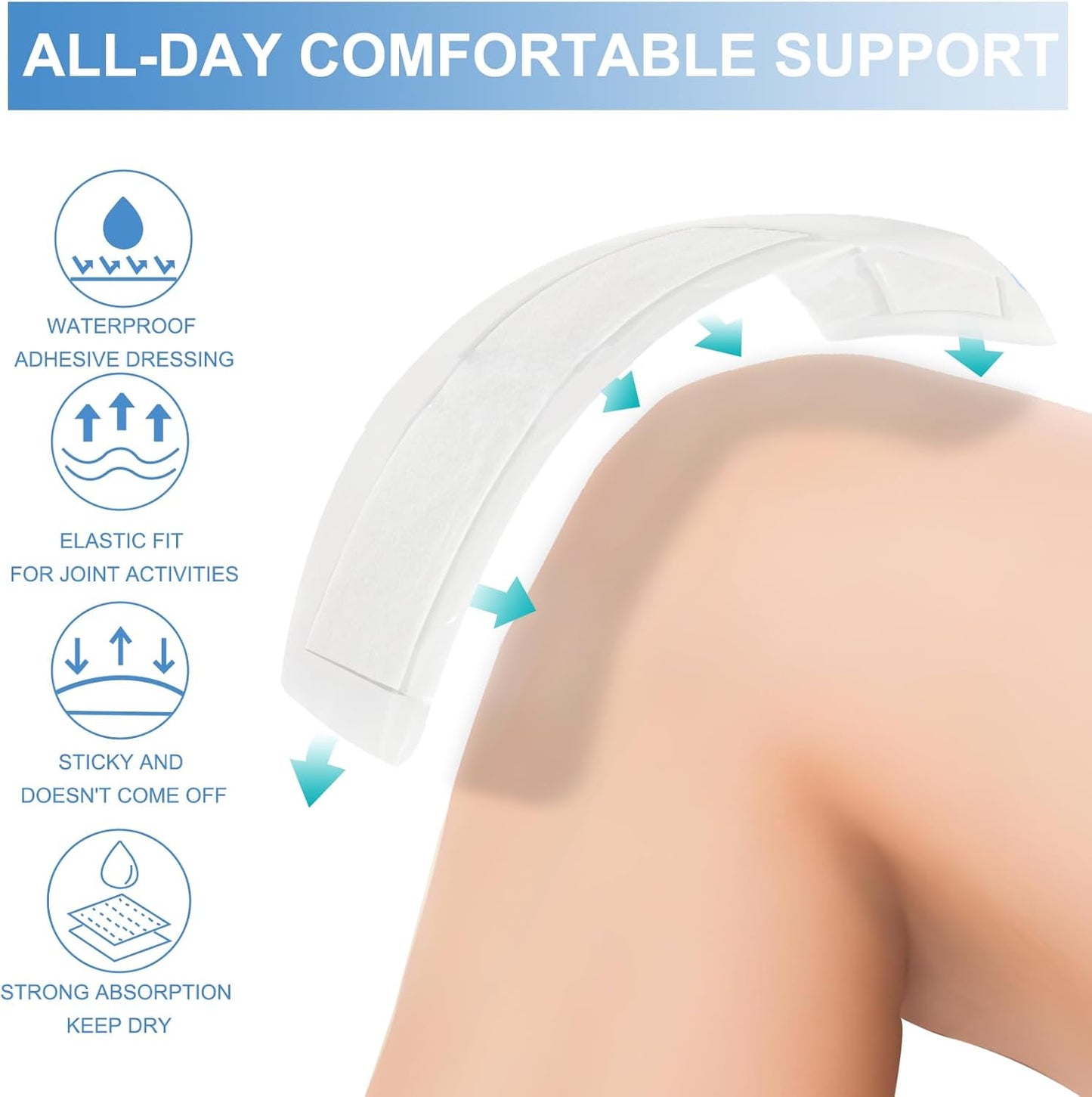 30 Pack 4"x10" Waterproof Adhesive Island Dressing for Post-Surgery Recovery | Sterile Bordered Gauze Bandages with Non-Stick Pad for Knee/Hip Replacement, Surgical Incision Care & Shower Protection