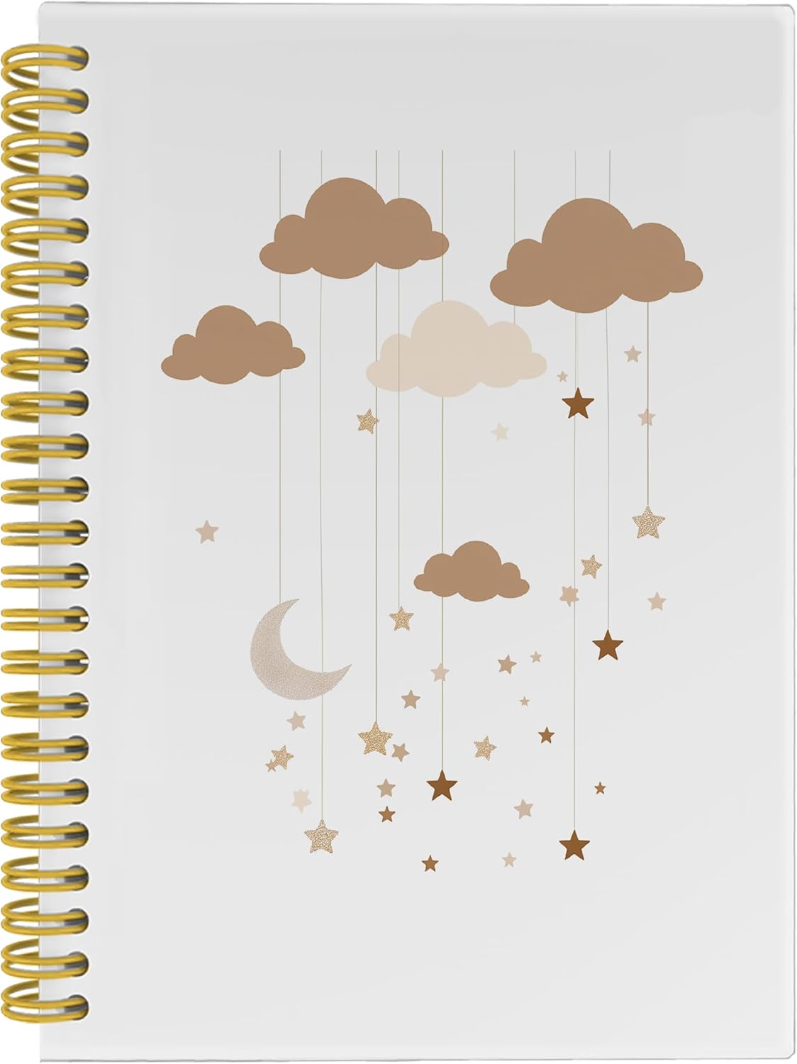 Cute Boho Moon Stars Cloud Notebook Journal, Cute Notebooks for Office, Boho Office Supplies, Notebooks for Work Note Taking, Spiral Notebook 5.5x8.3 with 164 Pages