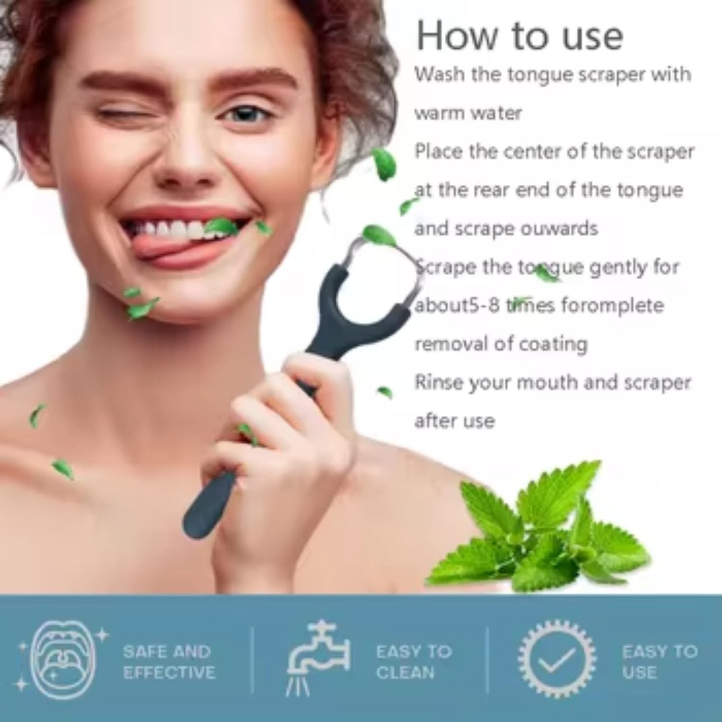 Tongue Scraper for Adults and Kids - Hygienic Metal Tongue Cleaner with Silicone Handle, Ergonomic Stainless Steel Design, Eco-Friendly and Sustainable Tongue Scraper