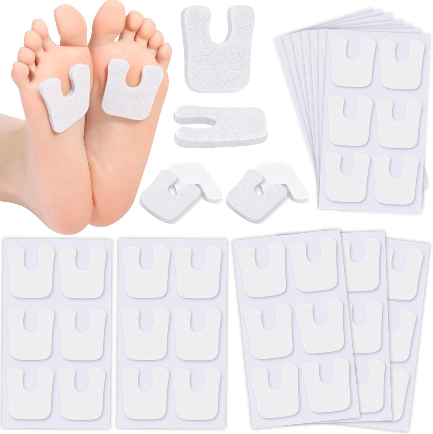 72 Pcs Callus Pads for Feet Soft Felt Callus Cushions for Bottom of Foot U Shape Metatarsal Pads Pain Relief Adhesive Coin Pads Keep Protecting Calluses from Rubbing on Shoes for Women Men Heel Pads