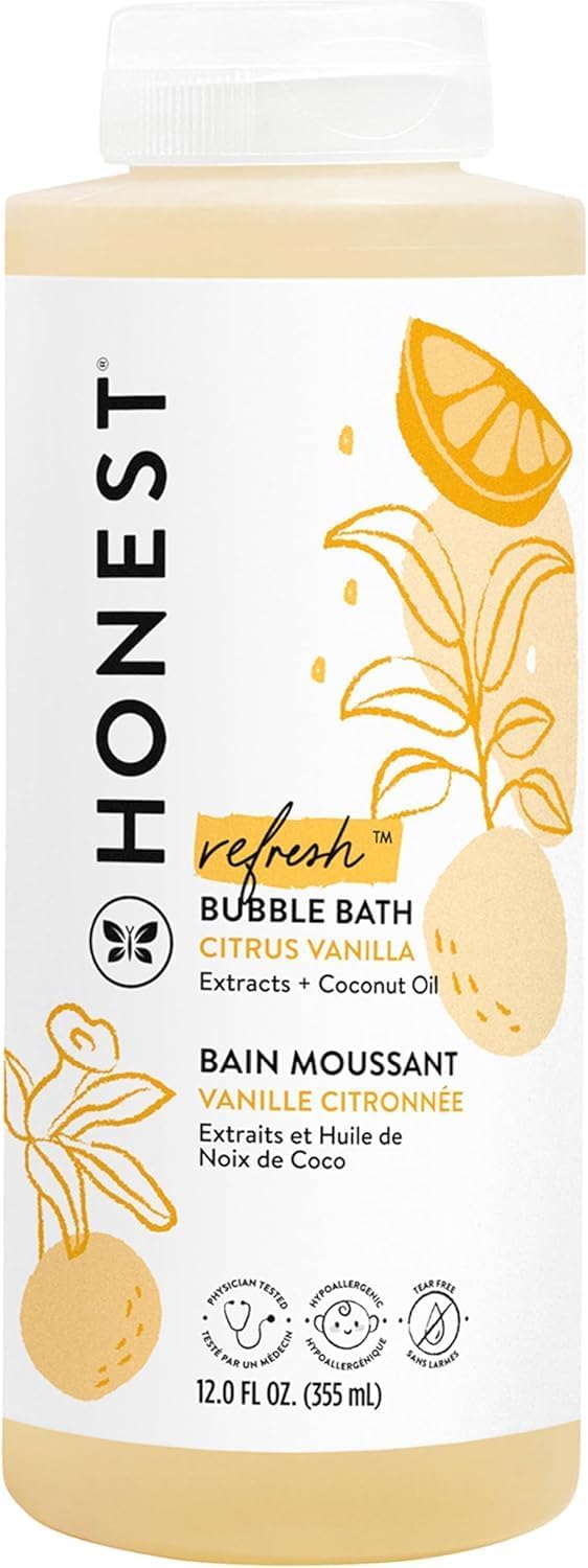 The Honest Company Foaming Bubble Bath | Gentle for Baby | Naturally Derived, Tear-free, Hypoallergenic | Citrus Vanilla Refresh, 12 fl oz