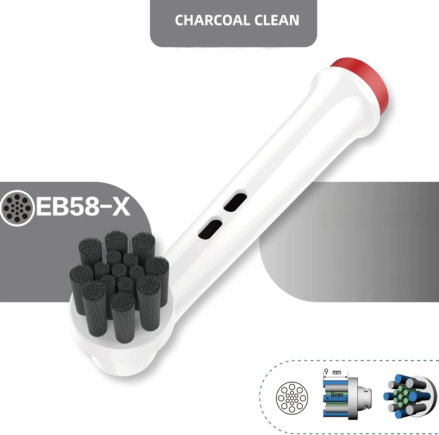 Replacement Toothbrush Heads Compatible with Oral-B Braun Electric Toothbrushes, Black, Bamboo-Charcoal Infused Bristles Refills for 3756 3757 3765 3744 3709 3762 4704 4739 4729 (4)