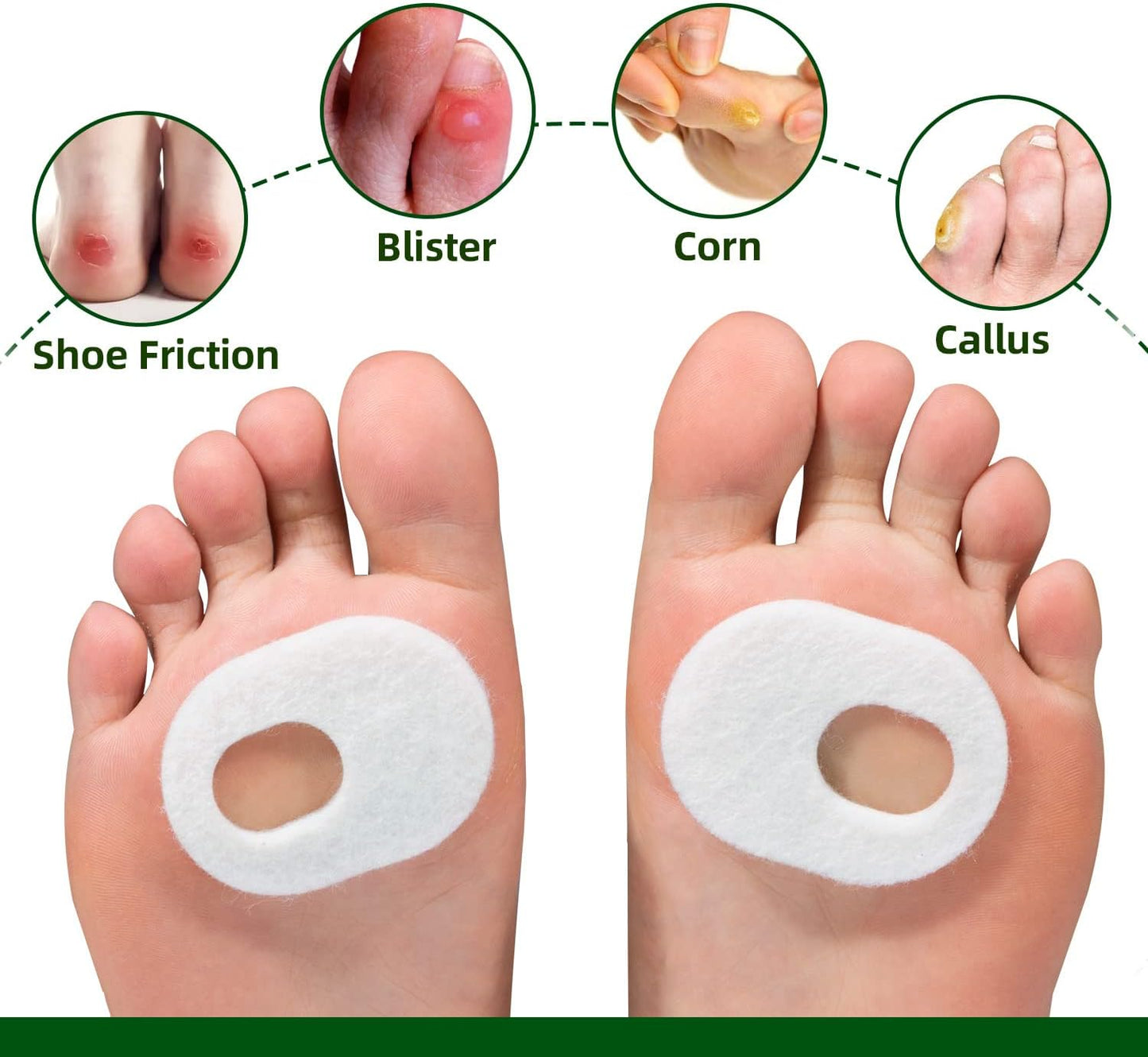 Welnove 84pcs Callus Pad with Water-Resistant Self-Stick Adhesive, Protects Foot, Heel and Toes from Rubbing and Friction,Oval Shape Design,Reduce Pressure and Friction from Shoes Rubbing-White