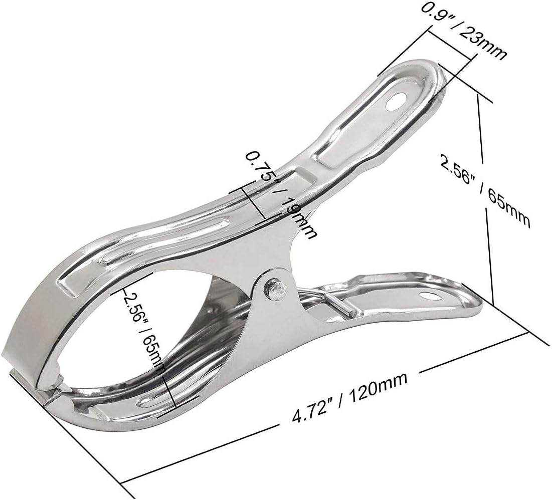 Large Heavy Duty Metal Clothespins 6 Packs Stainless Steel Clothespin,Big Beach Chair Towel Clips,Clamp for Quilt,Outdoor Light Clips