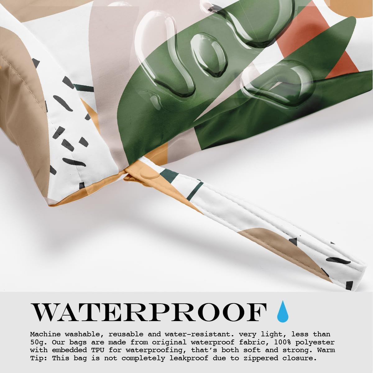 Wet Bag, Wet Dry Bag, Wet Bag for Swimsuit, Travel, Beach, Pool, Diapers, Dirty Yoga Gym Clothes, Makeup Bag, Waterproof Tropical Palm Leaves Decor Jungle Palm Leaf Favors