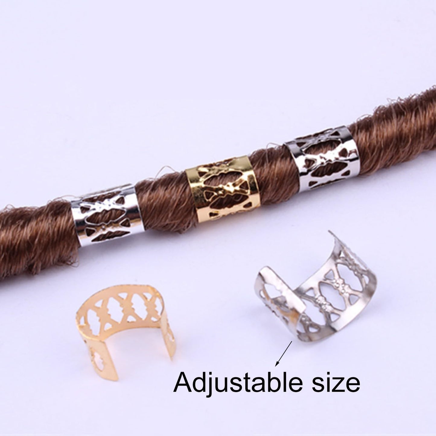 SEVENHEAD 50 Pcs Dreadlock Beads Hair Accessories Hair Rings Adjustable Cuffs Braiding Hair Decoration Clips Metal Hair Decoration for Braids(Black)