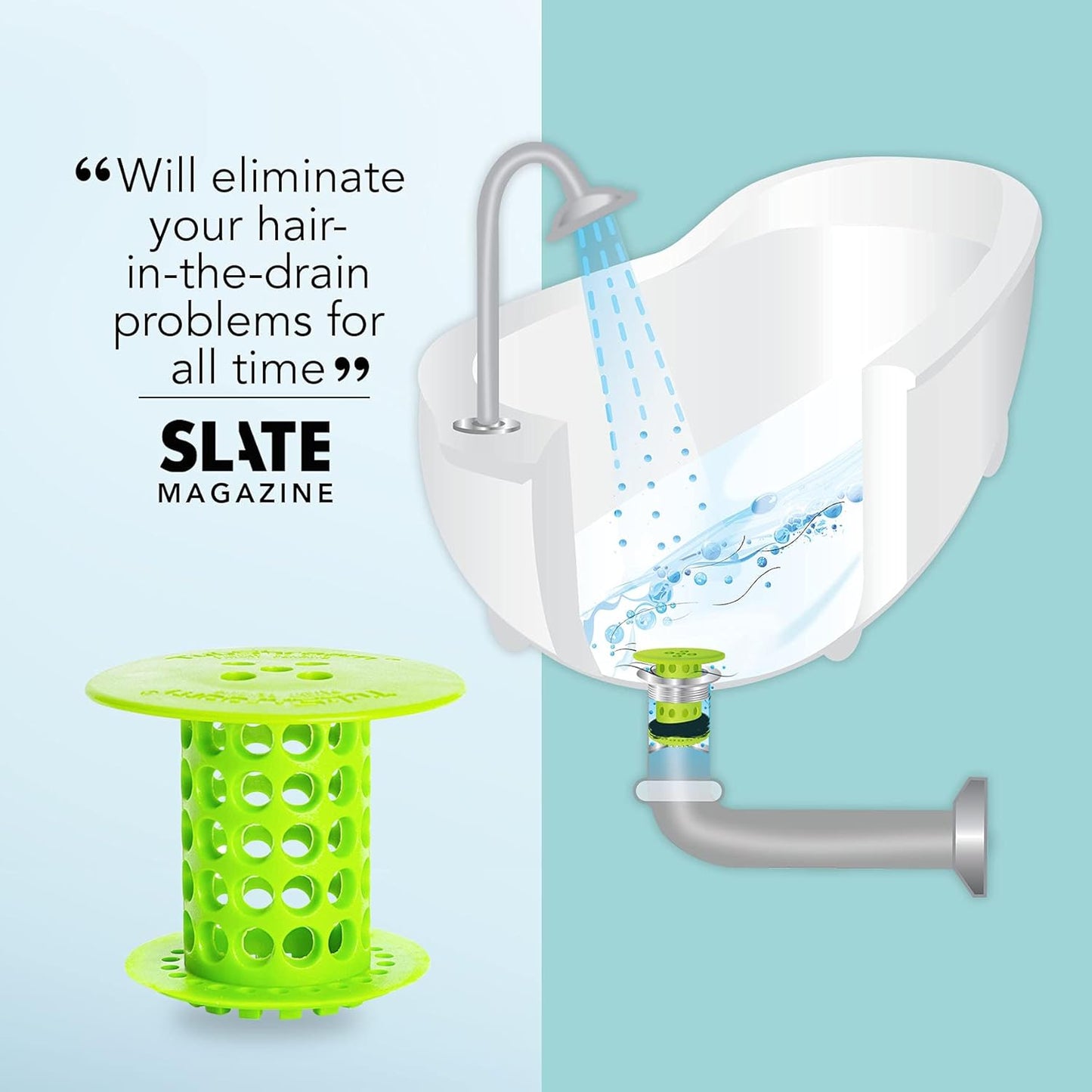 TubShroom Tub Drain Hair Catcher Strainer, Green – Drain Protector and Hair Catcher for Bathroom Drains, Fits 1.5” – 1.75” Bathtub and Shower Tub Drains