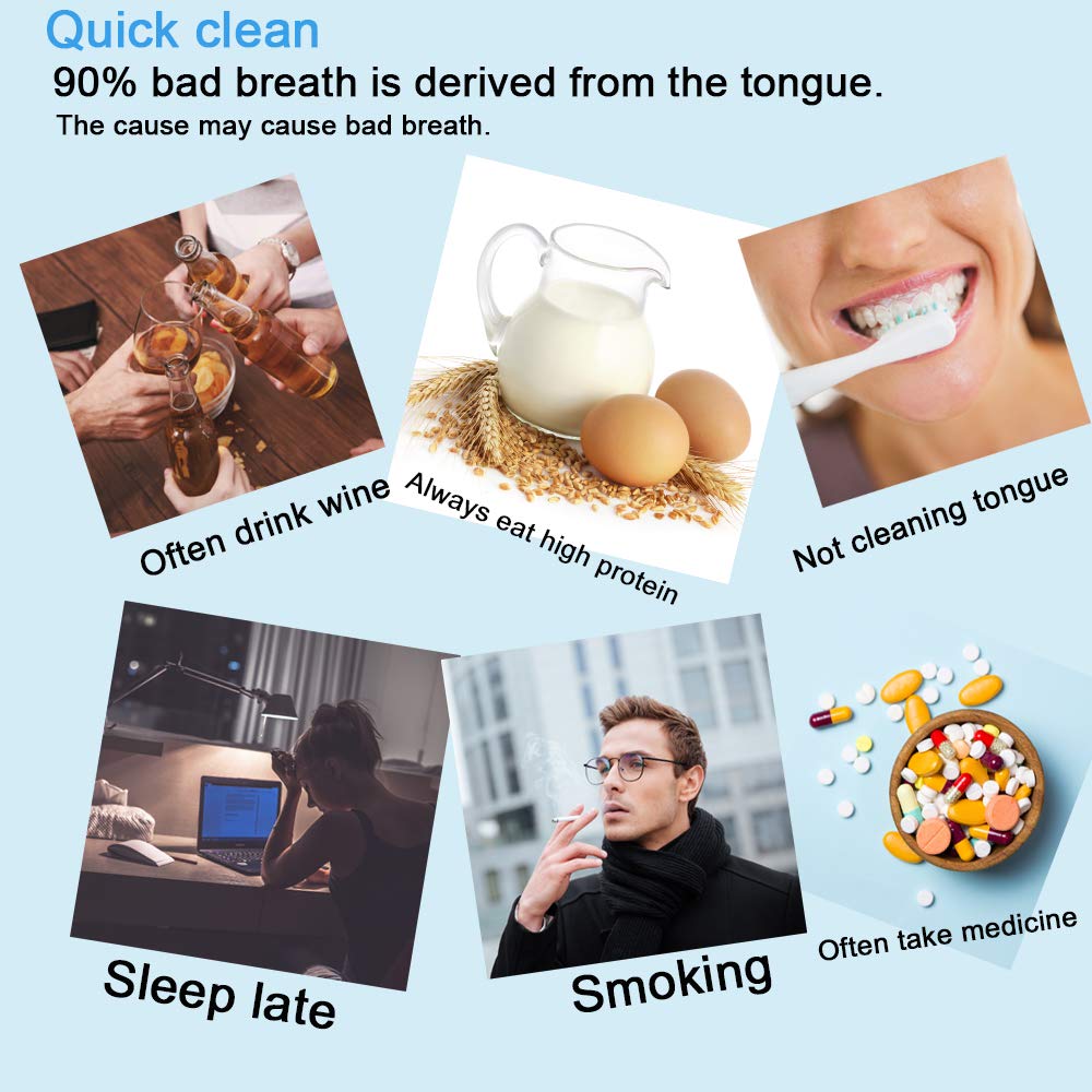 New Version Tongue Scraper Cleaner for Adults & Kids, Medical Grade Metal Tongue Brushes Set for Fresh Breath Dental Eliminate Bad Breath in Seconds (Blue)