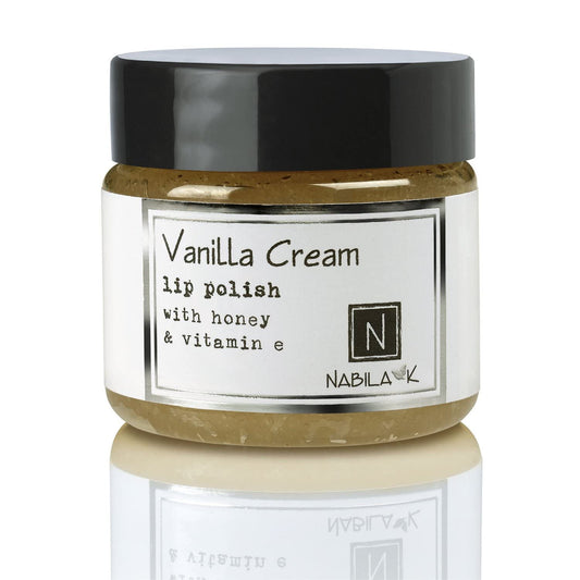 Vanilla Cream Lip Polish, 1 oz by Nabila K - Hydrating Lip Exfoliator & Moisturizer with Honey and Vitamin E for Dry and Chapped Lips - Cruelty-Free, Real Sugar, Made in USA