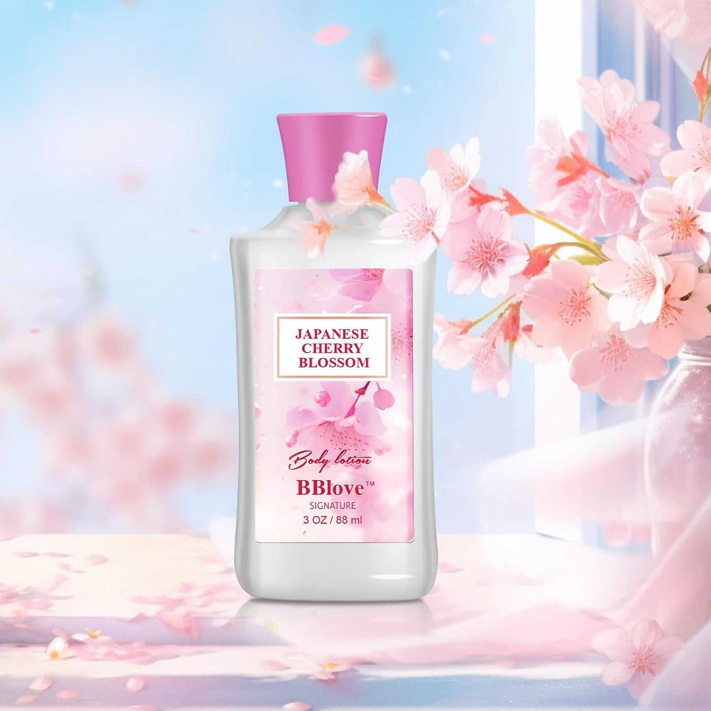 Japanese Cherry Blossom Bath and Body Gift Set - 2-Piece Travel Skincare Essentials (3oz Body Lotion + 2.5oz Fragrance Mist) Lightweight Hydrating Duo, Holiday Gift Set