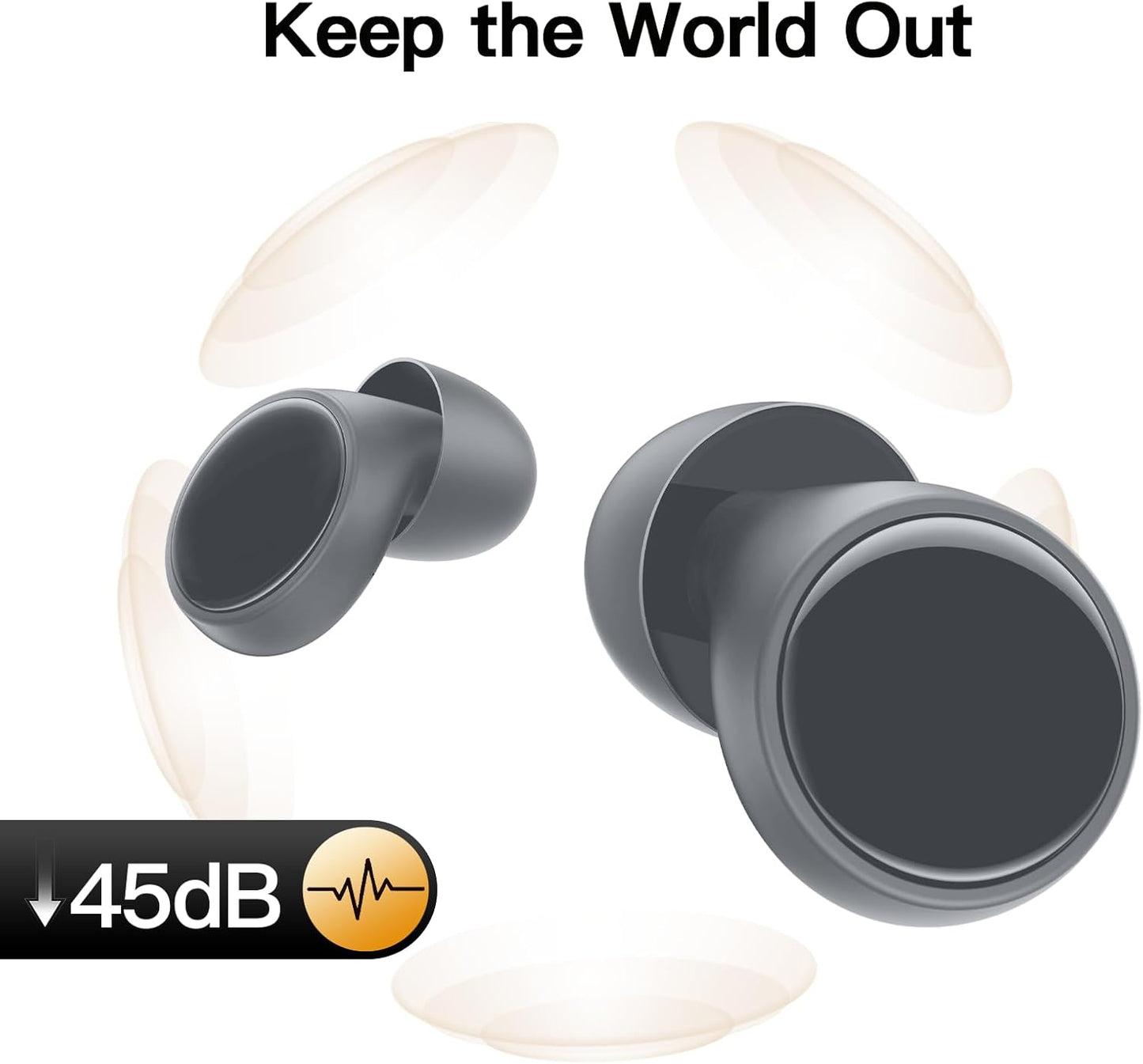 Ear plugs for Sleeping 45dB Noise Cancelling Ear plugs for Concerts, Focus, Travel, Work Silicone Hearing Protection Earplugs with 8 Tips (XS-L) Reusable Noise Reduction Ear plug for Snoring Gray