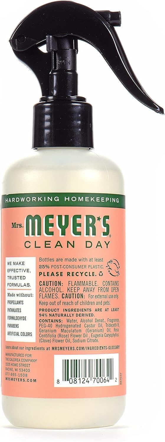 Mrs. Meyer's Clean Day Room Freshener Spray Bottle, Geranium Scent, 8 Fl Oz (Pack of 6)