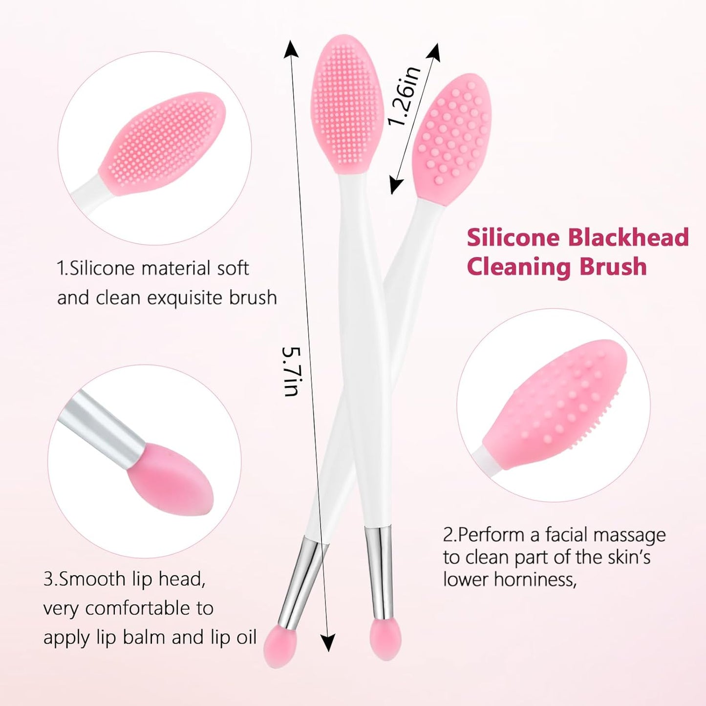 Silicone Face Scrubber, 2pcs Exfoliating Lip Brush, 1pcs Cleansing Brush,2pcs Face Mask Exfoliator Blackhead Skin Care Tool