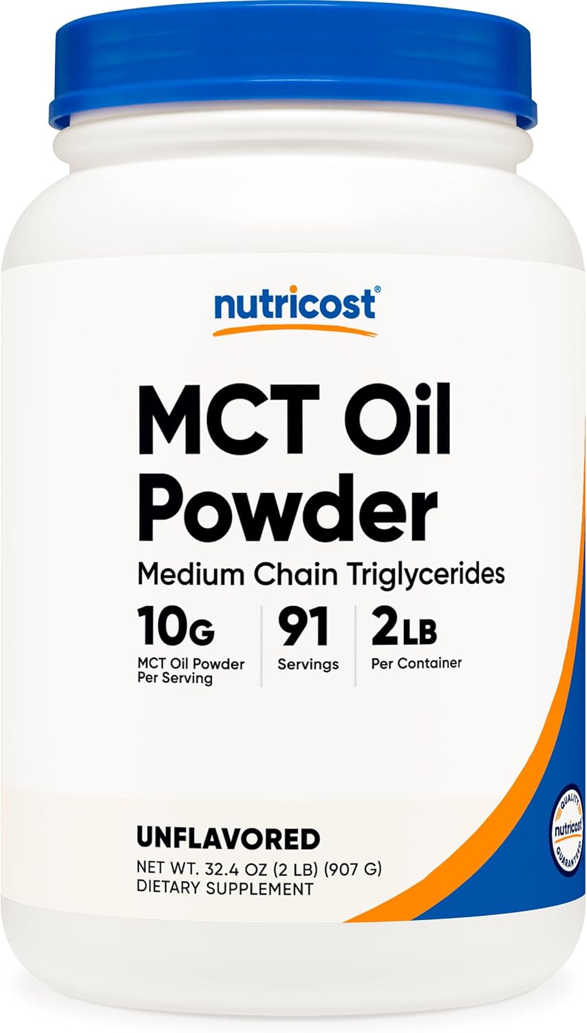 Nutricost Premium MCT Oil Powder - Best for Keto, Ketosis, and Ketogenic Diets - Non-GMO and Gluten Free… (2 LB (Unflavored))