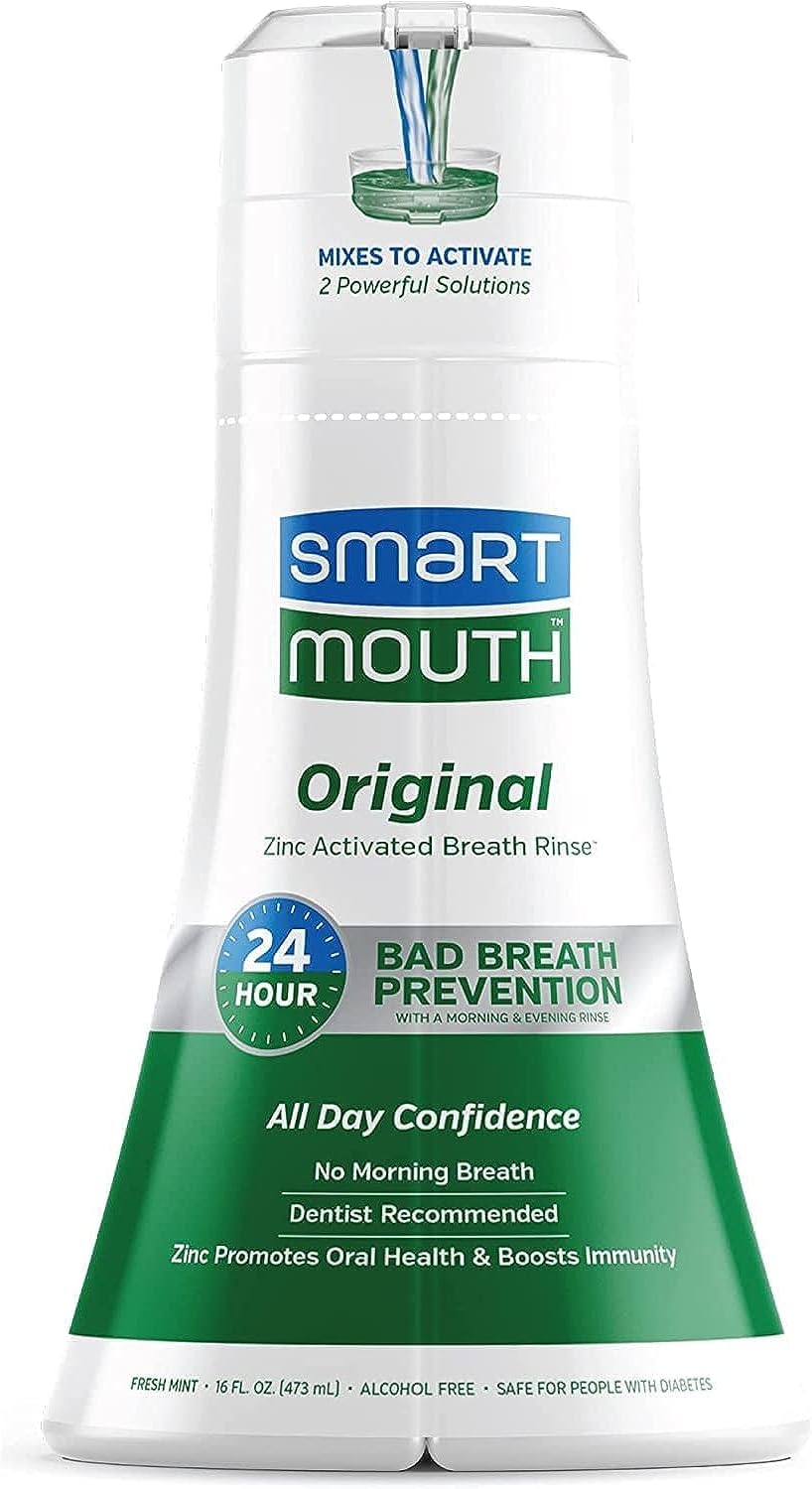 SmartMouth Original Activated Mouthwash - Adult Mouthwash for Fresh Breath - Oral Rinse for 24-Hour Bad Breath Relief with Twice Daily Use - Fresh Mint Flavor, 16 fl oz (2 Pack)