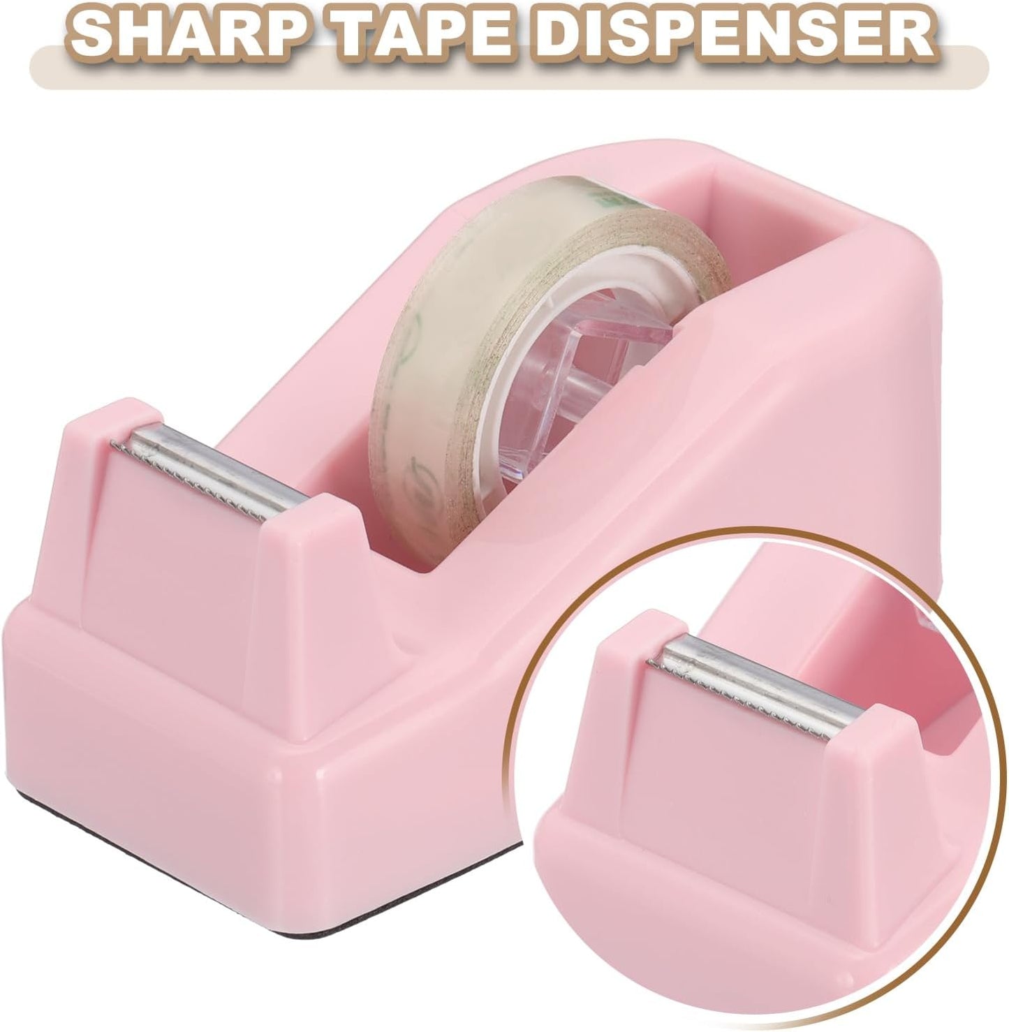 PATIKIL 2pcs Tape Dispenser Desk, Small Tape Dispenser Cute Desktop Dispenser Holder for Tape Office Desktop, Pink Purple