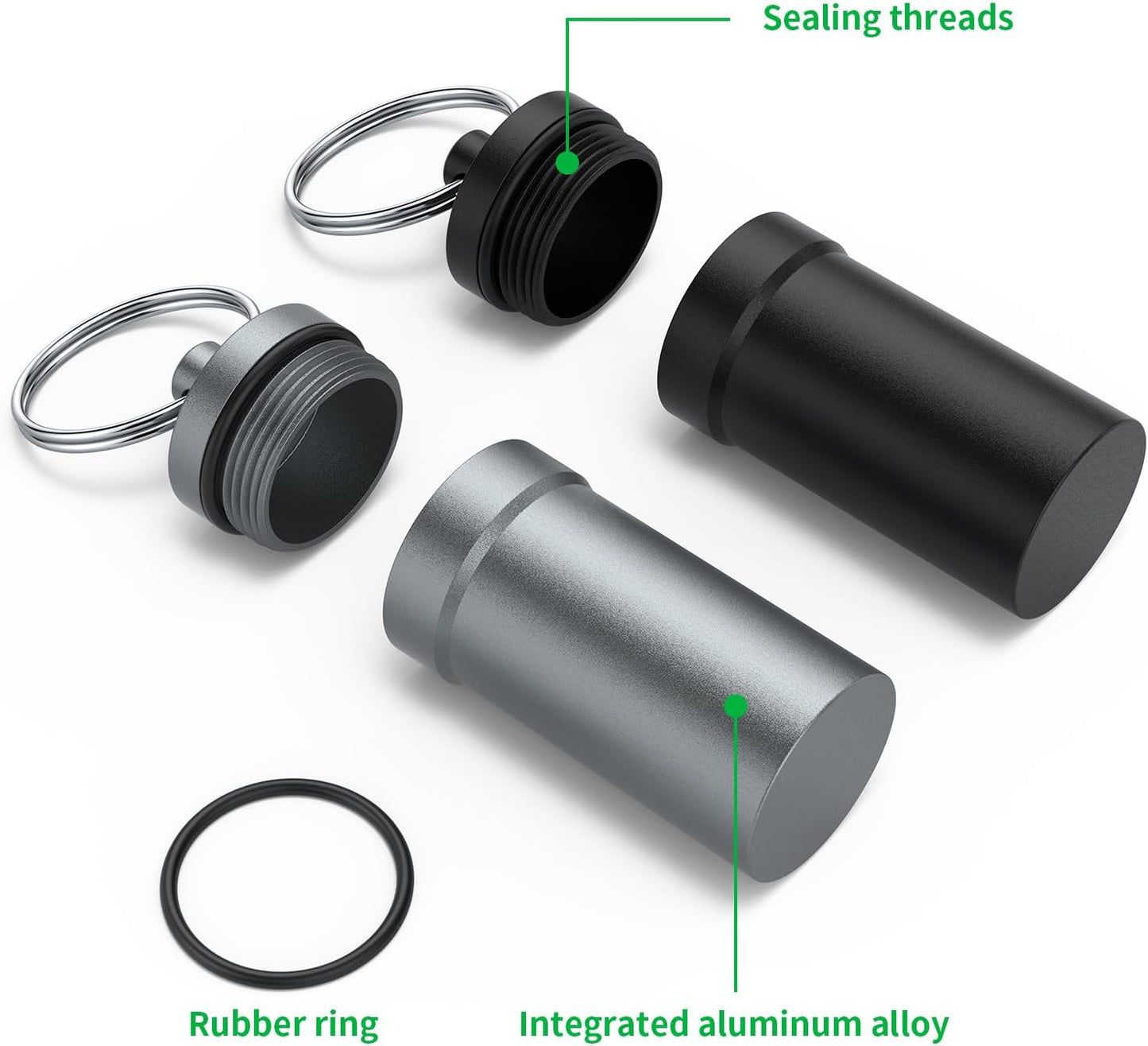 Portable Ear Plug Carrying Case, Urekt Waterproof Metal Earplug Case Keychain Container Holder(2 Pack)