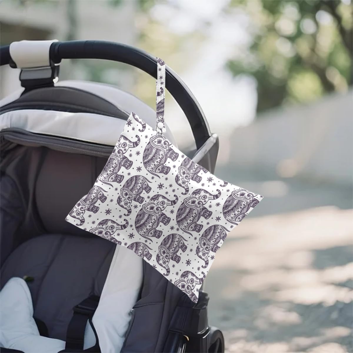 2Pcs Elephant Wet Bag 12x10 Inch, Exotic Elephants Waterproof Travel Laundry Bags, Washable Reusable Wet Dry Bag for Swimsuit Beach Diapers Dirty Yoga Gym Clothes, Elephant Gifts for Women Friend