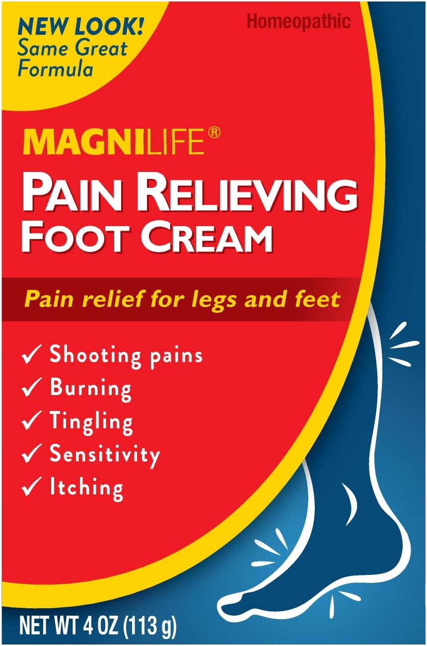 MagniLife Pain Relieving Foot Cream, All-Natural Moisturizing Foot Pain Relief with Beeswax and Eucalyptus to Soothe Soreness, Burning, Tingling, and Sensitivity - 4oz