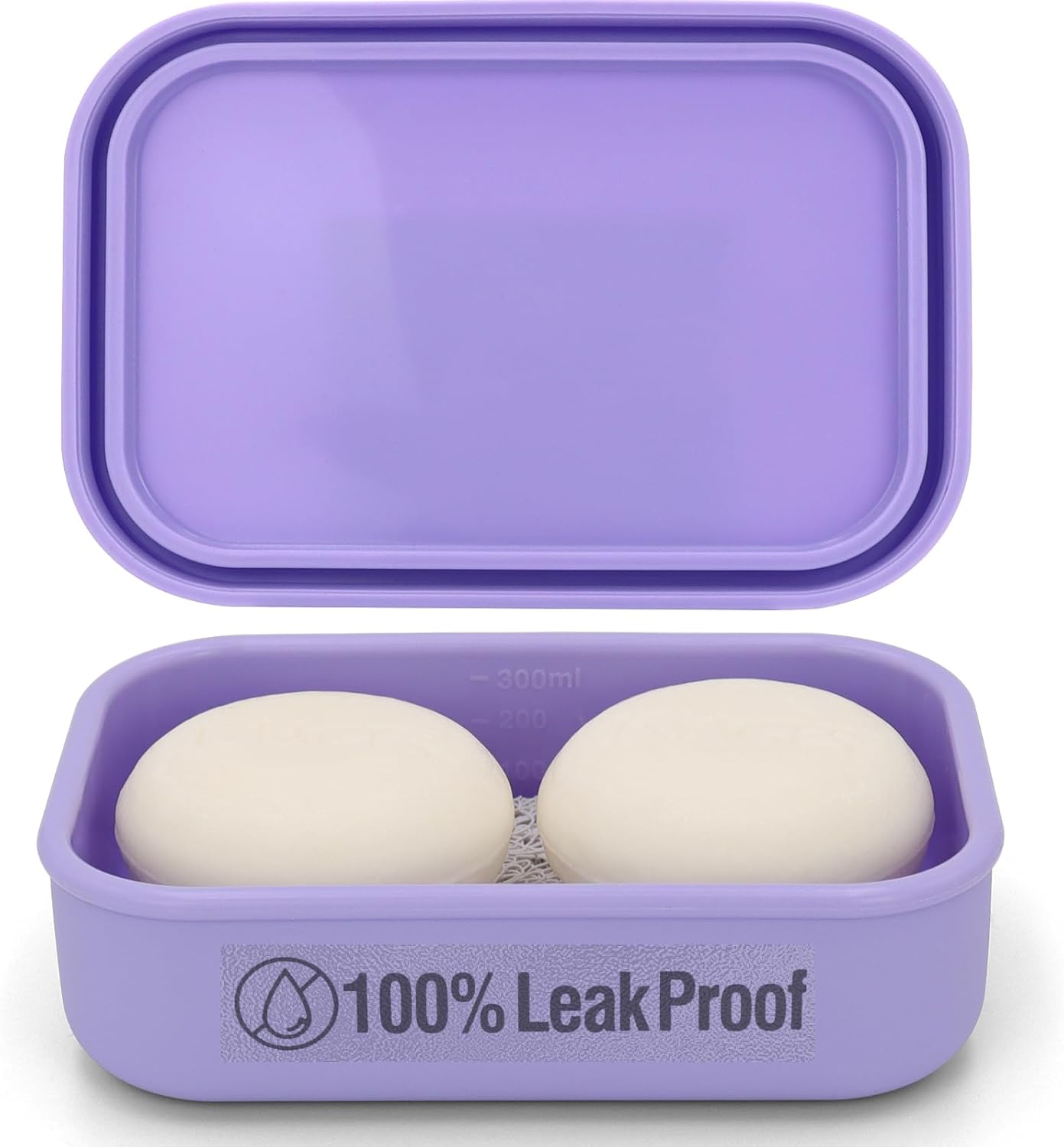 Enhanced Leak Proof Travel Soap Case, AIMAIAIMAI Silicone Soap Container with Draining Layer, Portable Bar Soap Holder for Bathroom, Camping, Gym, Easy to Clean (Light Purple)