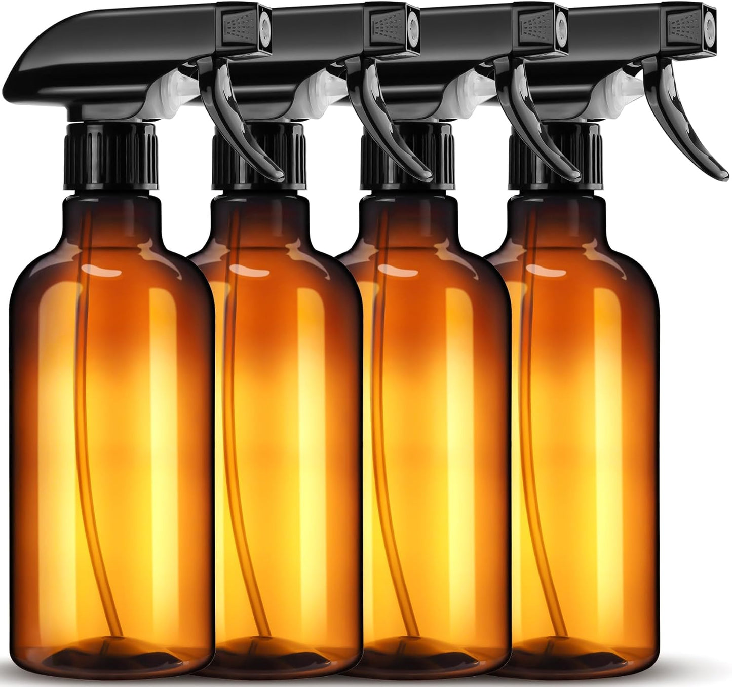 DIYSELF Spray Bottle for Cleaning Plastic Spray Bottles 16 oz 500ml Squirt Bottles for Liquids Amber Clear Spray Bottles for Cleaning Empty Plastic Spray Bottle for Home and Garden (4 Pack)