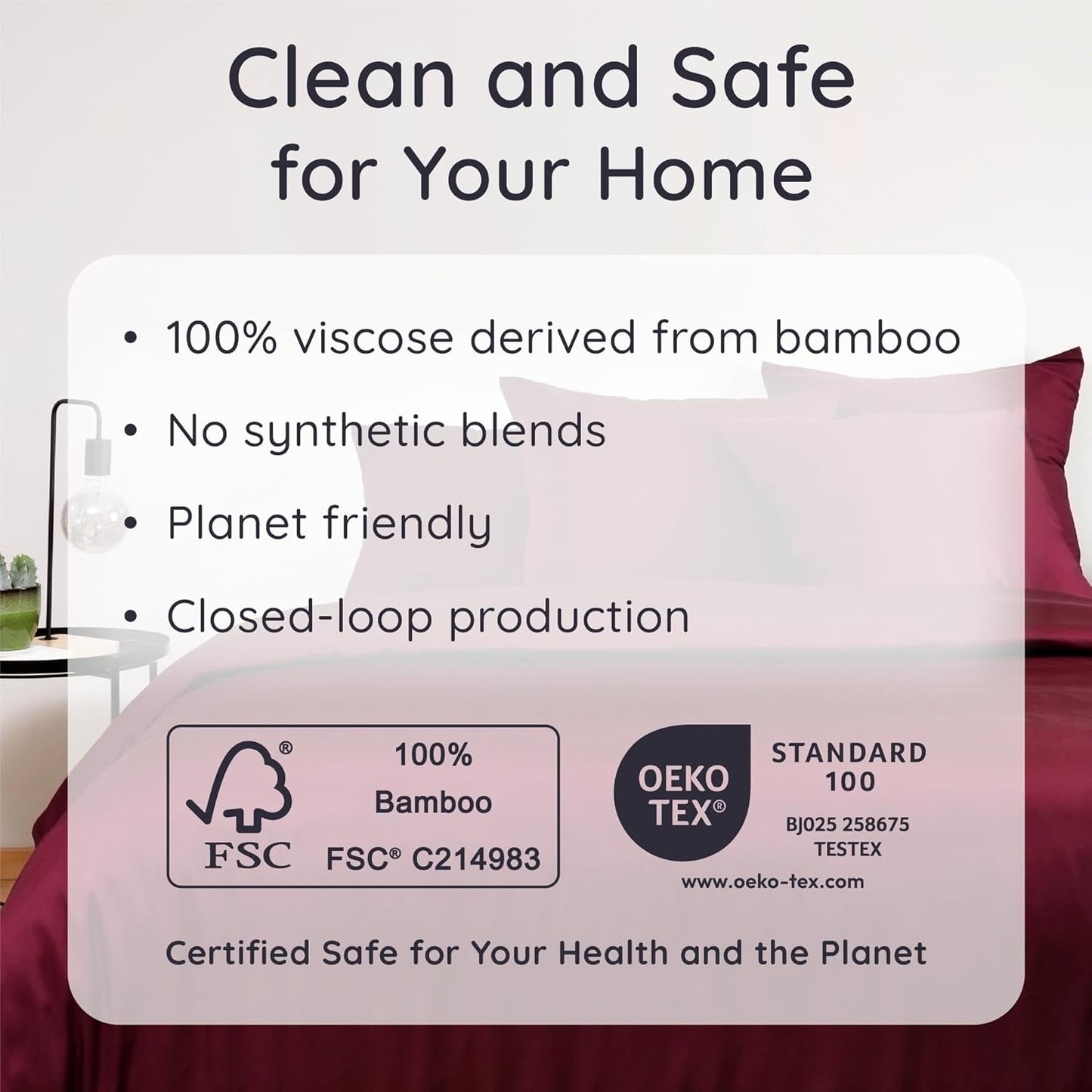 Bambaw 100% Viscose Derived from Bamboo Pillowcases Standard Size – Set of 2 Cooling Pillow Cases for Hot Sleepers with Envelope Closure, Breathable & Super Soft Pillow Cases Standard Size (Burgundy)