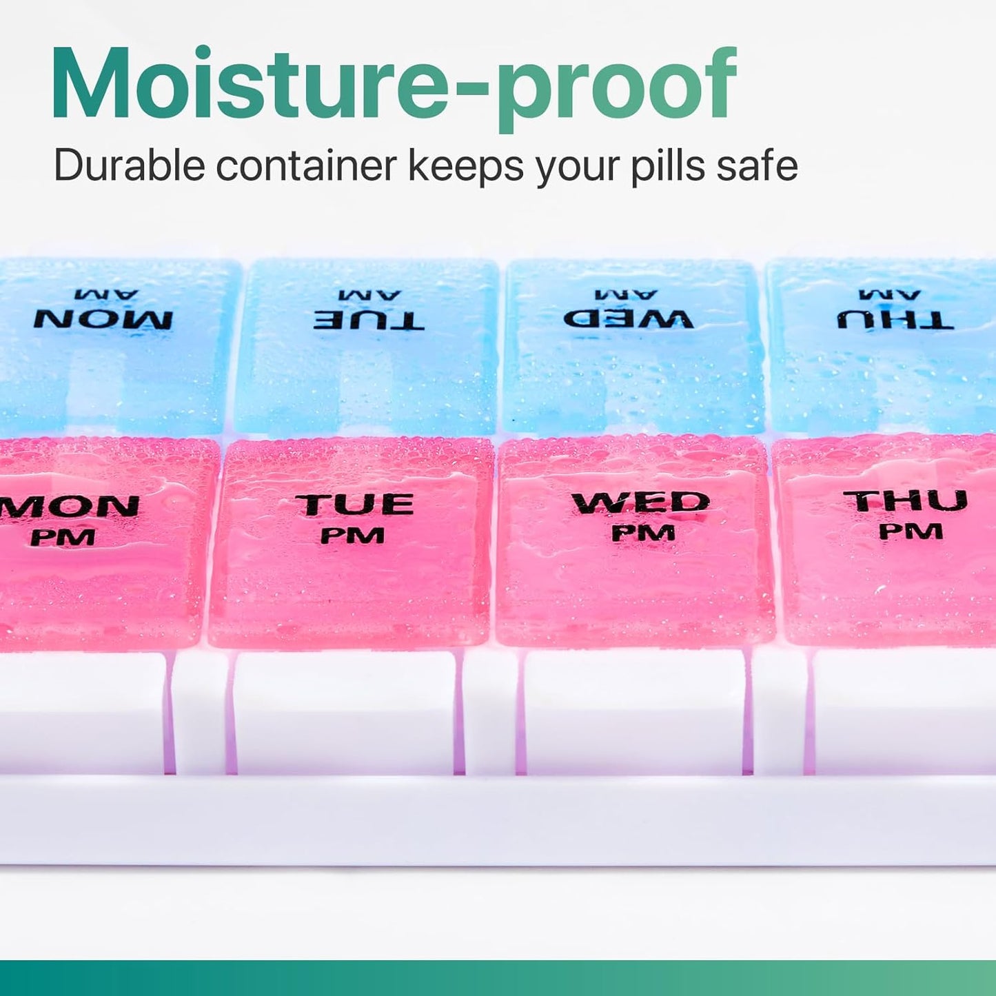 Sukuos Weekly Pill Organizer 7 Day 2 Times A Day, AM PM Medicine Pill Box with Easy Push Button, BPA Free Vitamin Cases for Fish Oil/Supplements, Easy to Clean (Red&Blue)