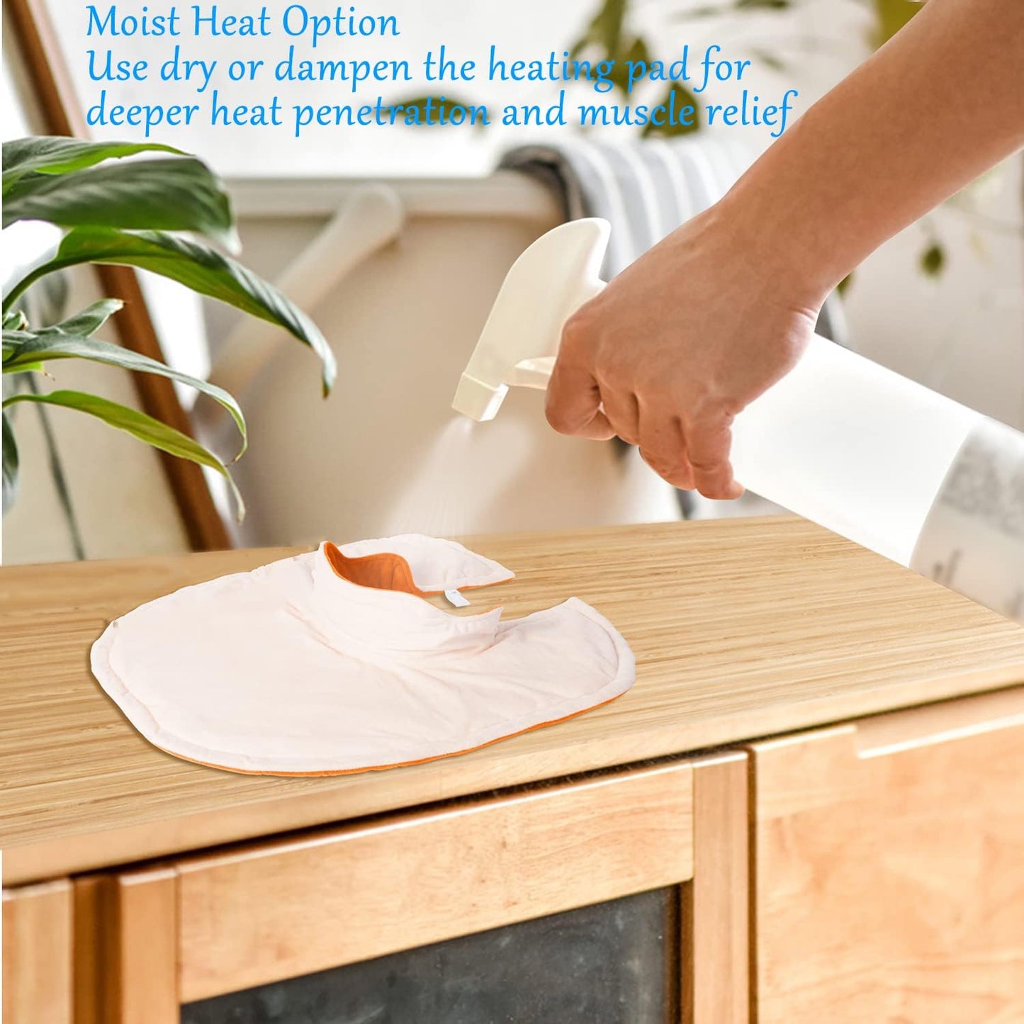 Heating Pad for Neck and Shoulders and Back, Far Infrared Heated Pad for Pain Relief, Weighted Electric Heating Pads with Auto-Off (Orange, M)