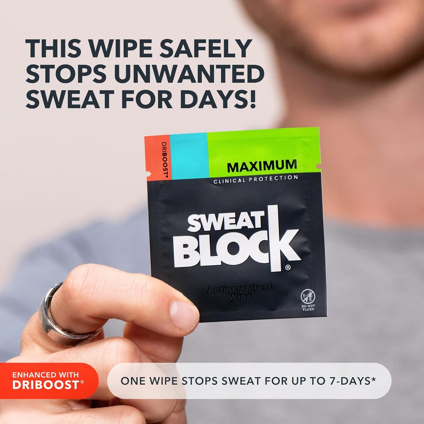 SweatBlock Clinical Strength Antiperspirant Wipes for Men Women Excessive Sweat Protection Hyperhidrosis Treatment Stops Underarm Perspiration Up to 7 Days Includes 10 Individually Wrapped Sweat Wipes