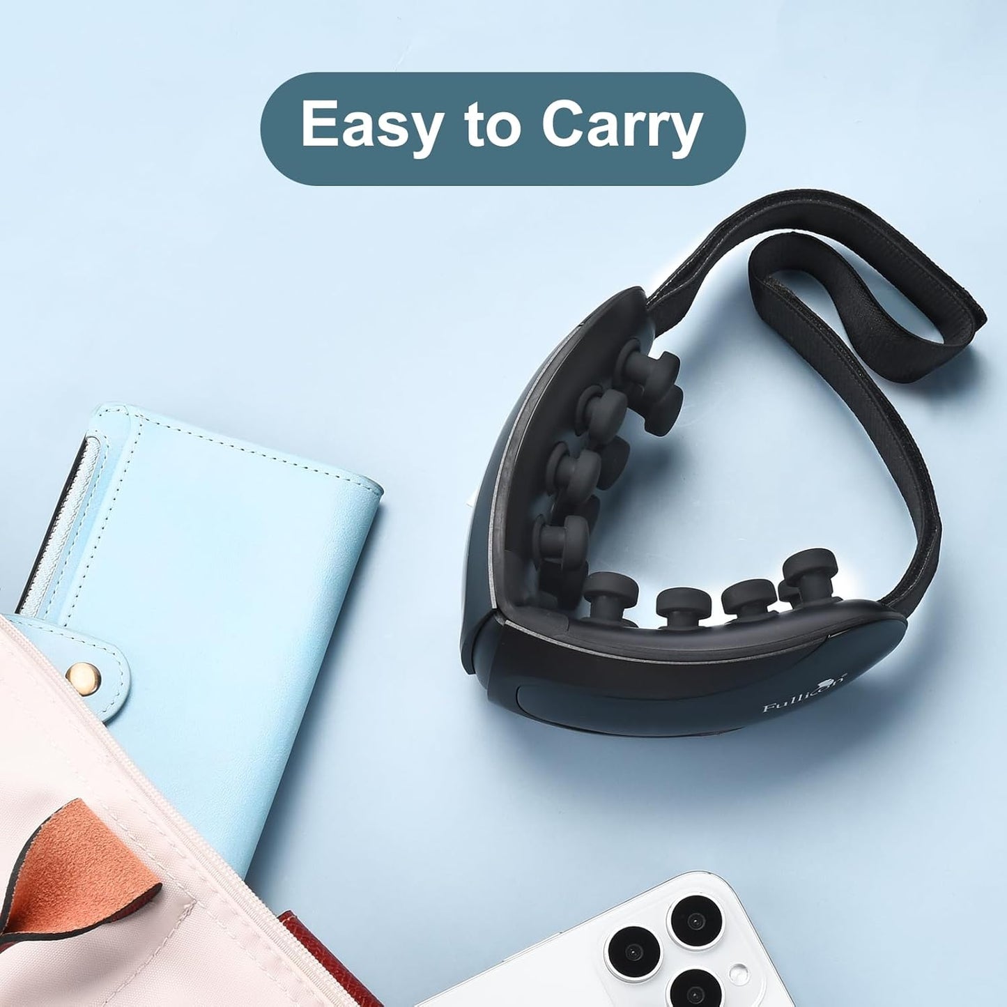 Fullicon Eye Massager with Heat & Vibration, Ultra Light Migraine Relief Products, Foldable Mask with Bluetooth Music, Face Massager with Type-C Charging, 5 Modes FSA Eligible Items Only List (Black)