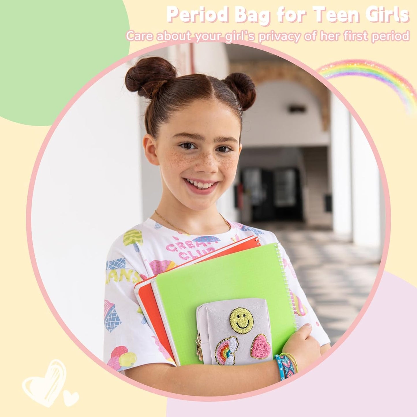 Period Bag for Teen Girls Shark Week Pouch Portable Sanitary Pad Bags for Period Teen Period Pads Pouch for Panty Liners, Tampons, Menstrual Cup - Blue