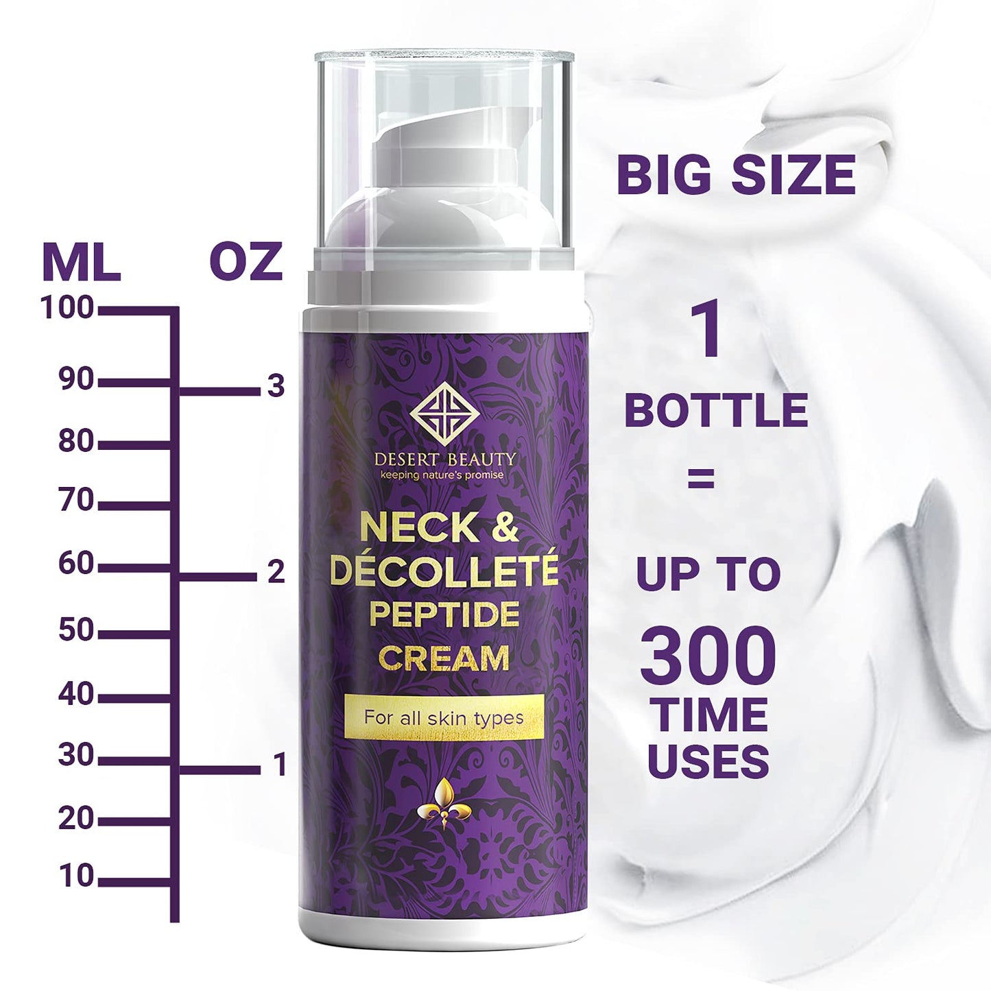 Neck and Decollete Firming Cream for Women - Neck Firming and Tightening Cream with Advanced Stem Cell, Peptides, Collagen & Hyaluronic Acid for Skin Tightening and Lifting, 3.38 fl oz