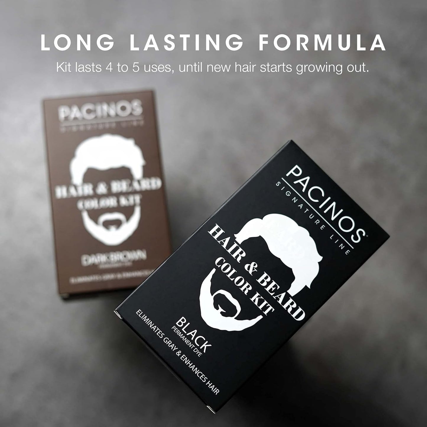 Pacinos Hair & Beard Color Kit (Black) - Hair Color For Men, Eliminates Grays in 5 minutes, Easy to Apply Brush-In Formula, Enhances Appearance of Hair for Moustache & Beard