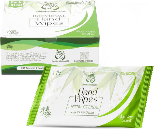 Premium Individually Wrapped Hand Wipes – Aloe Vera | Eco-Friendly, Travel-Ready